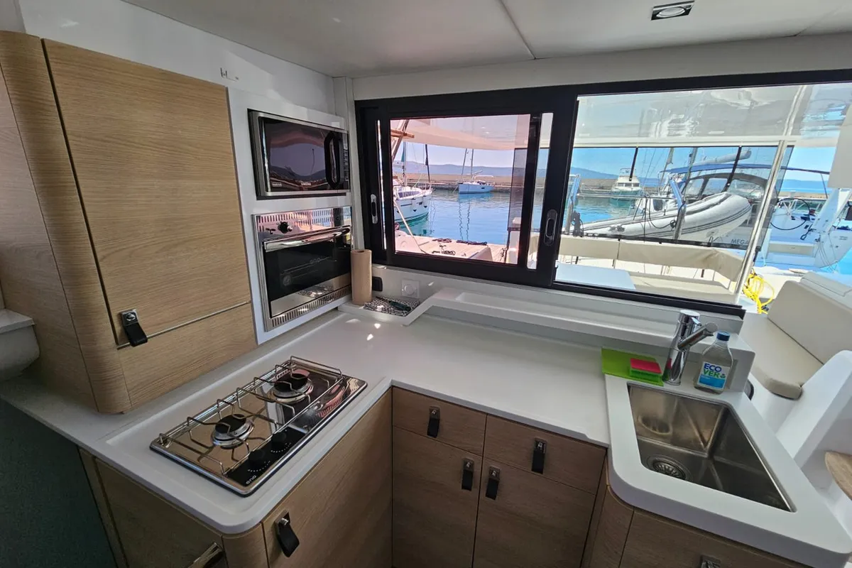Galley of Cap Bon, a Aventura 37 catamaran at Novi Vinodolski, Croatia