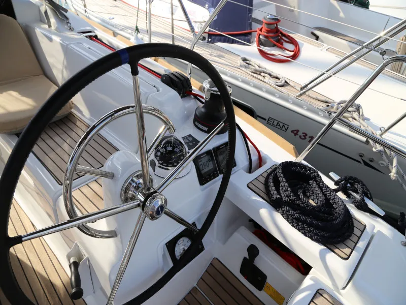 Cockpit of Kandur II, a Jeanneau Sun Odyssey 419 sailboat at Kaštela, Croatia