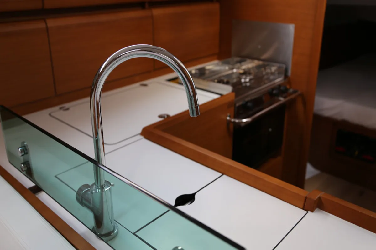 Galley of Kandur II, a Jeanneau Sun Odyssey 419 sailboat at Kaštela, Croatia