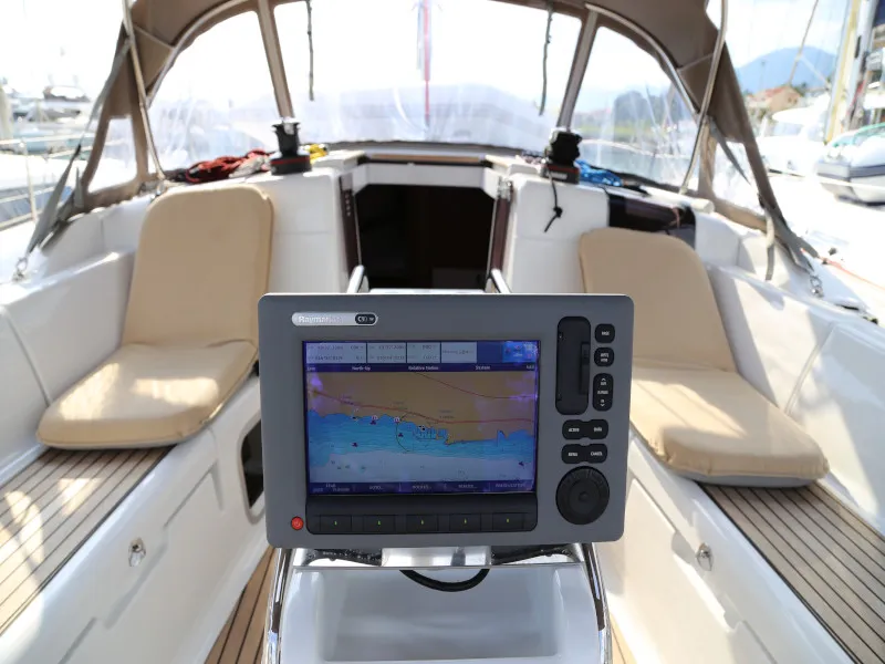 Cockpit of Kandur II, a Jeanneau Sun Odyssey 419 sailboat at Kaštela, Croatia