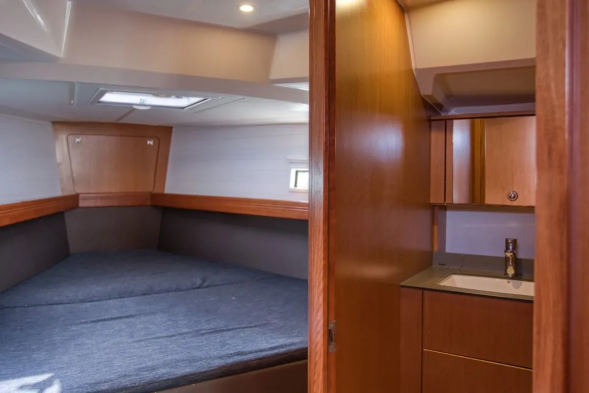 Cabin on Ariti, a Bavaria Cruiser 41 sailboat at Kontokali, Greece