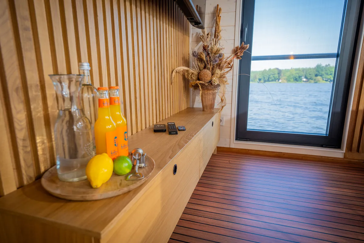 Salon of Aquila, a Woma D13 motorboat at Fürstenberg/Havel, Germany