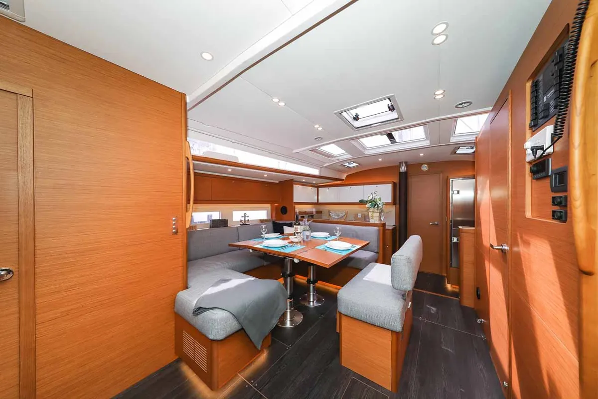Salon of Musca, a Dufour 530 sailboat at Grad Trogir, Croatia