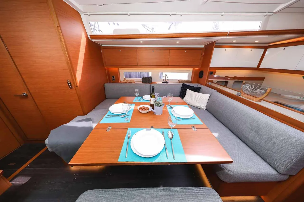 Salon of Musca, a Dufour 530 sailboat at Grad Trogir, Croatia