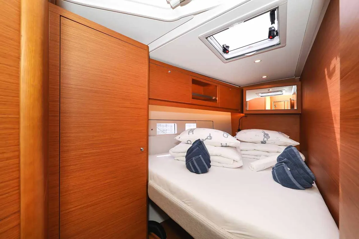 Cabin on Musca, a Dufour 530 sailboat at Grad Trogir, Croatia