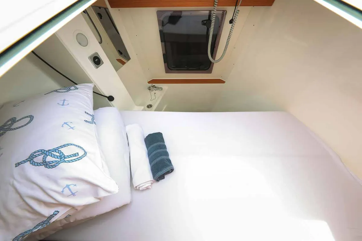 Cabin on Musca, a Dufour 530 sailboat at Grad Trogir, Croatia