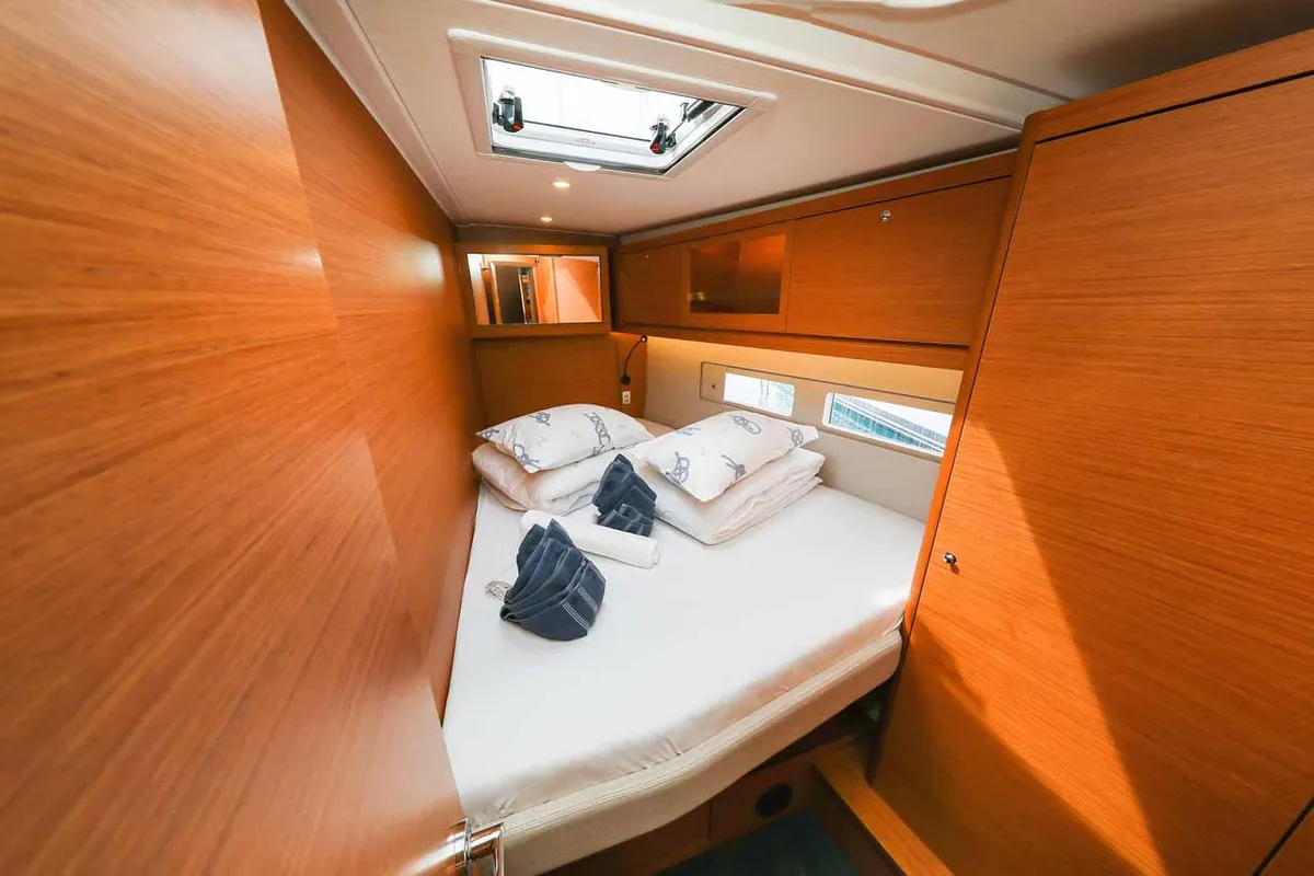 Cabin on Musca, a Dufour 530 sailboat at Grad Trogir, Croatia