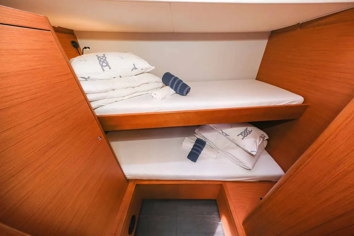 Cabin on Musca, a Dufour 530 sailboat at Grad Trogir, Croatia