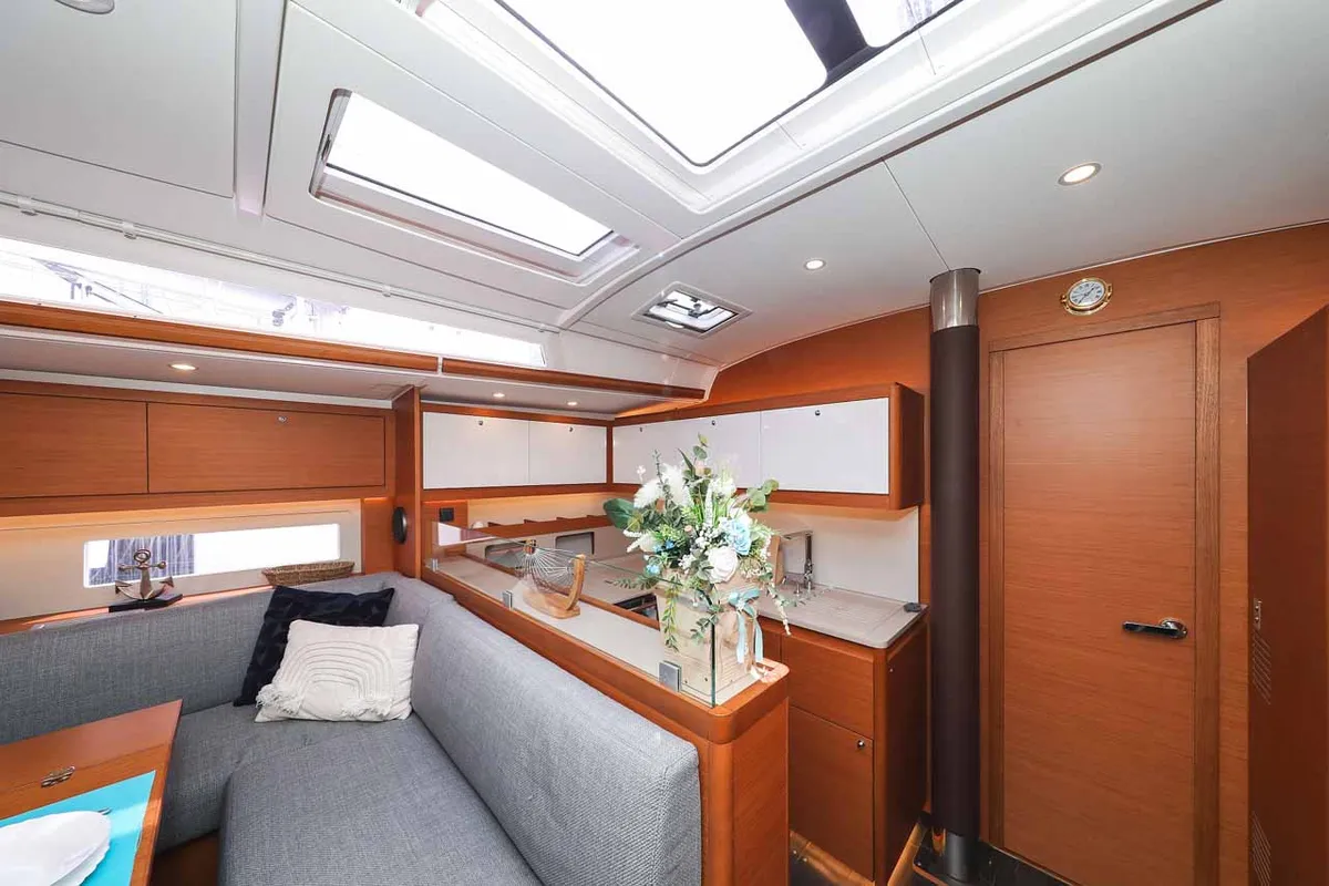 Salon of Musca, a Dufour 530 sailboat at Grad Trogir, Croatia