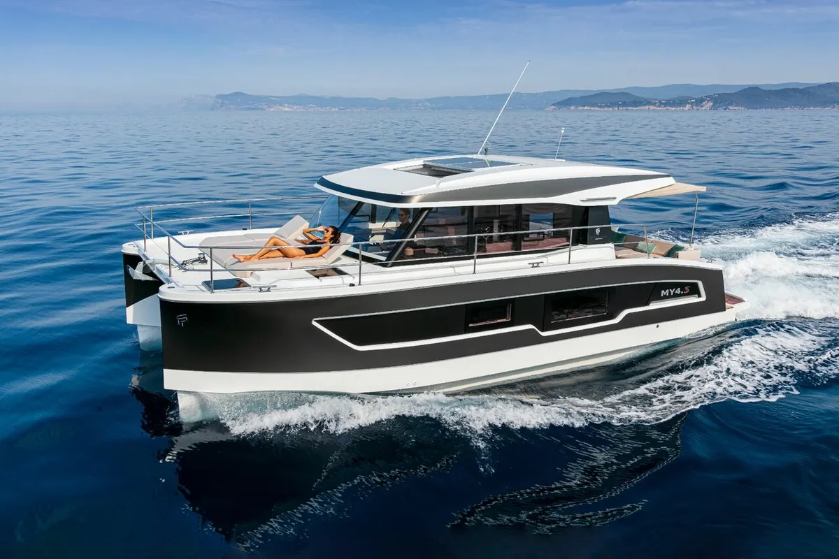 Exterior view of Dana, a Fountaine Pajot MY4.S catamaran at Seget Donji, Croatia