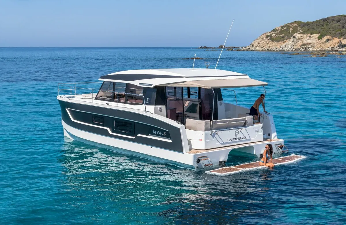 Exterior view of Dana, a Fountaine Pajot MY4.S catamaran at Seget Donji, Croatia