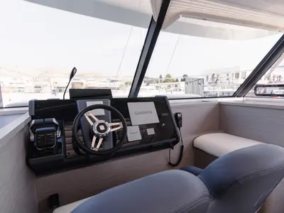 Cockpit of Dana, a Fountaine Pajot MY4.S catamaran at Seget Donji, Croatia
