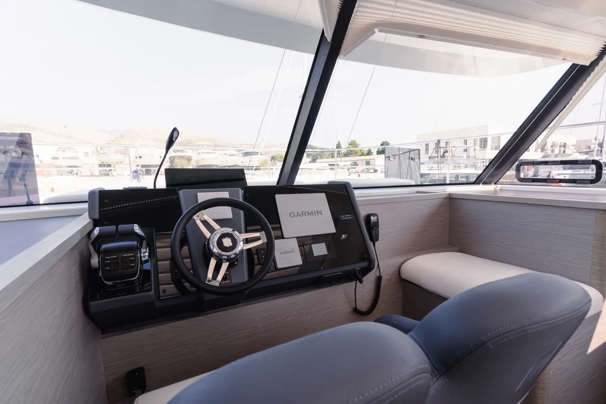 Cockpit of Dana, a Fountaine Pajot MY4.S catamaran at Seget Donji, Croatia