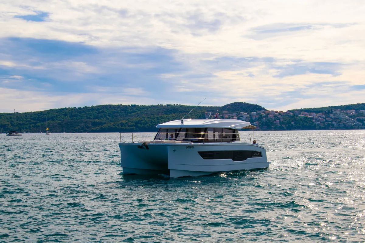 Exterior view of Dana, a Fountaine Pajot MY4.S catamaran at Seget Donji, Croatia