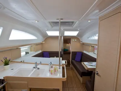 Galley of Tariq, a Elan Impression 40 sailboat at Mali Lošinj, Croatia