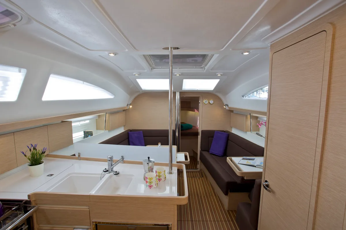 Galley of Tariq, a Elan Impression 40 sailboat at Mali Lošinj, Croatia