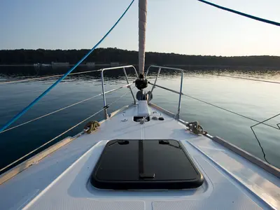 Deck of Tariq, a Elan Impression 40 sailboat at Mali Lošinj, Croatia