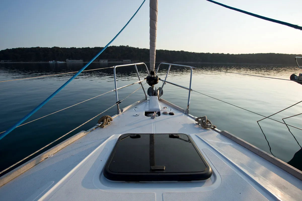 Deck of Tariq, a Elan Impression 40 sailboat at Mali Lošinj, Croatia