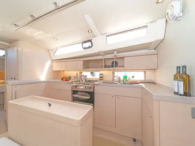 Galley of Beautiful Helen, a Beneteau Oceanis 46.1 sailboat at Kos, Greece