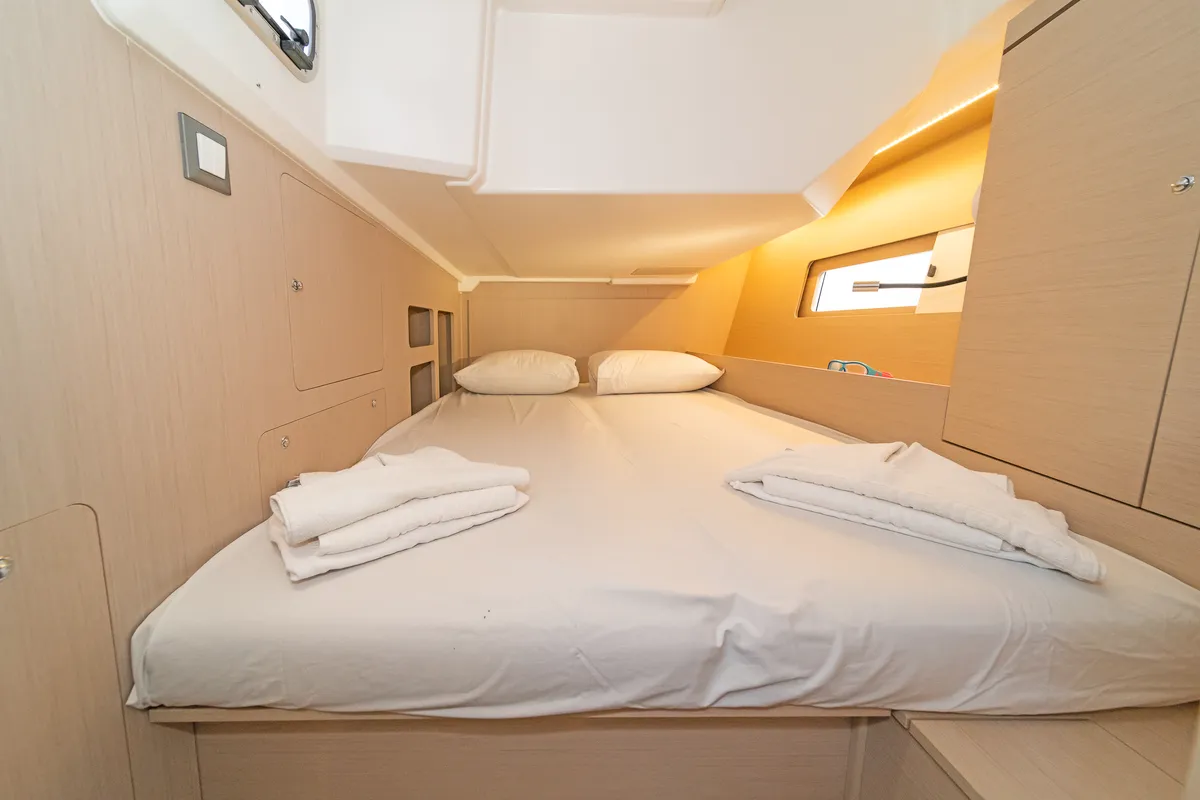 Cabin on Beautiful Helen, a Beneteau Oceanis 46.1 sailboat at Kos, Greece