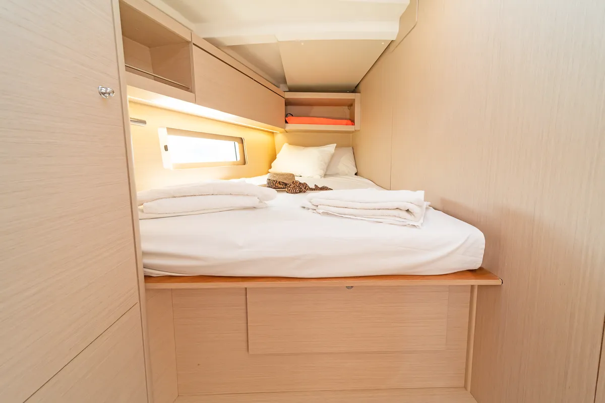 Cabin on Beautiful Helen, a Beneteau Oceanis 46.1 sailboat at Kos, Greece