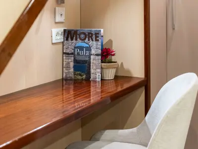 Cabin on MS Carpe Diem, a Gulet Motor sailer motorboat at Grad Trogir, Croatia