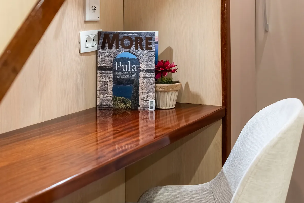 Cabin on MS Carpe Diem, a Gulet Motor sailer motorboat at Grad Trogir, Croatia