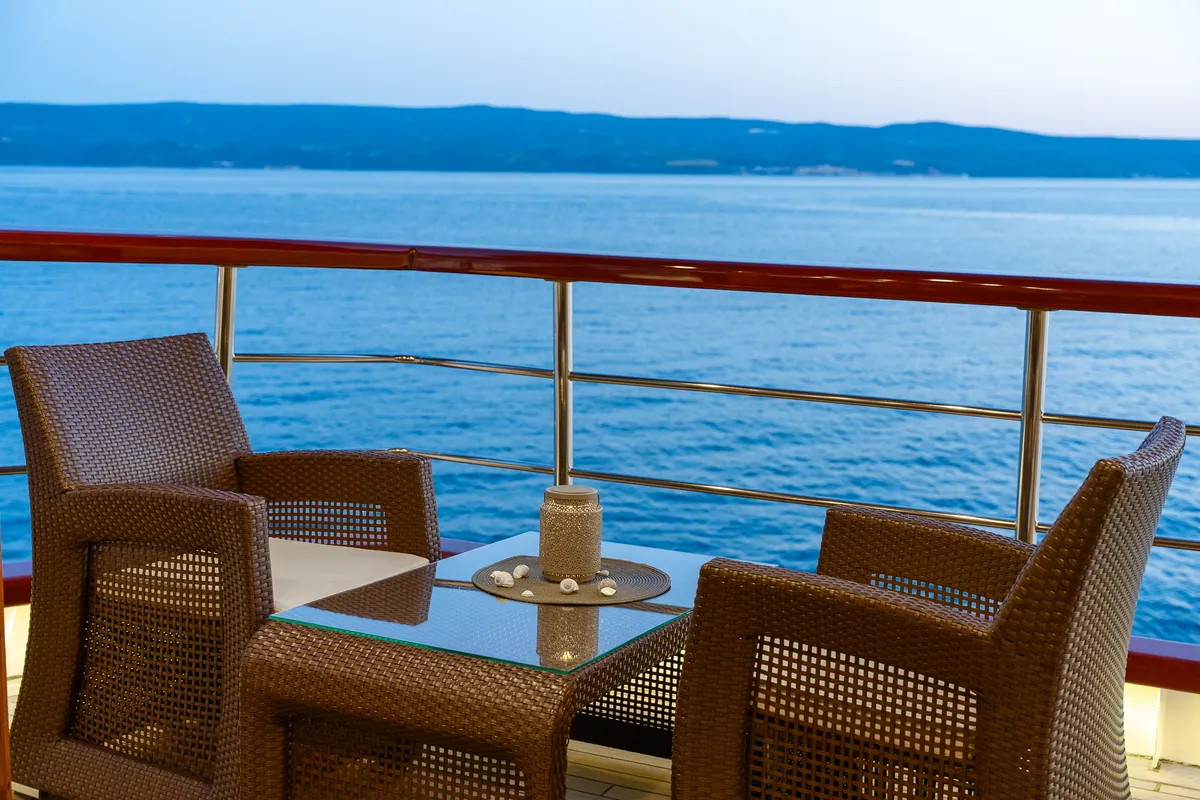 Deck of MS Carpe Diem, a Gulet Motor sailer motorboat at Grad Trogir, Croatia