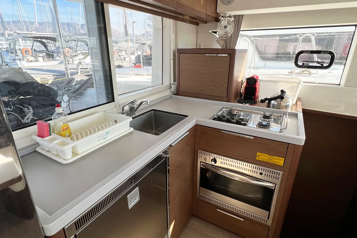 Galley of Bella Mare, a Lagoon 40 catamaran at Athens, Greece