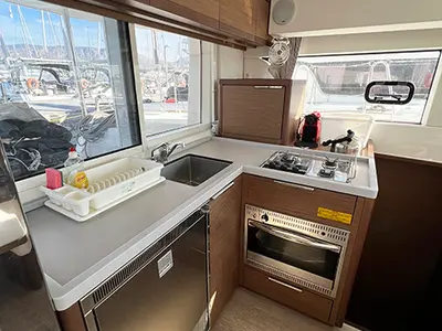 Galley of Bella Mare, a Lagoon 40 catamaran at Athens, Greece