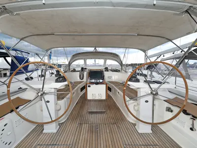 Cockpit of Siegal, a Bavaria Cruiser 50 sailboat at Grad Biograd na Moru, Croatia