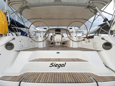Deck of Siegal, a Bavaria Cruiser 50 sailboat at Grad Biograd na Moru, Croatia