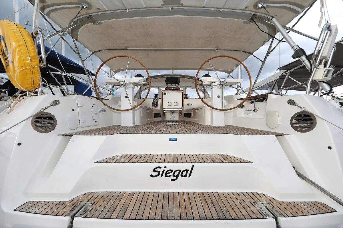 Deck of Siegal, a Bavaria Cruiser 50 sailboat at Grad Biograd na Moru, Croatia