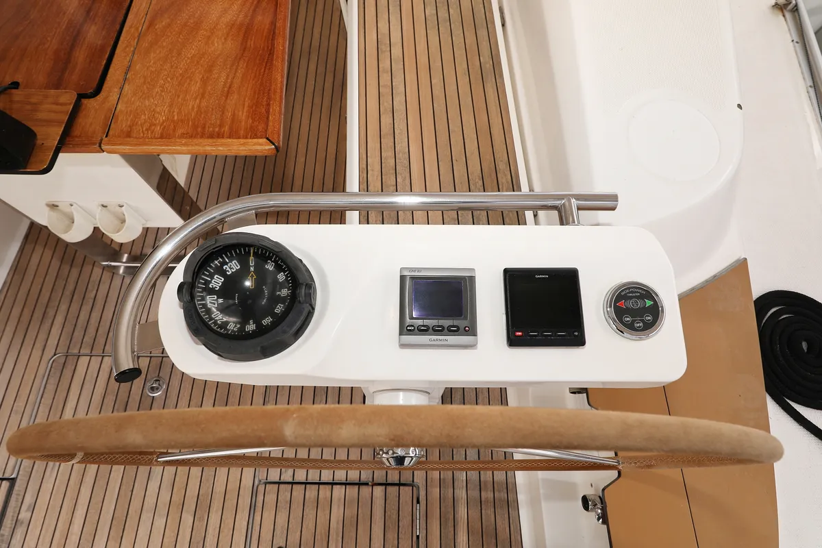 Cockpit of Siegal, a Bavaria Cruiser 50 sailboat at Grad Biograd na Moru, Croatia