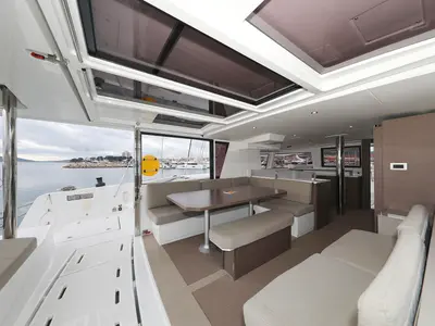 Salon of Triton, a Bali 4.6 catamaran at Trogir, Croatia