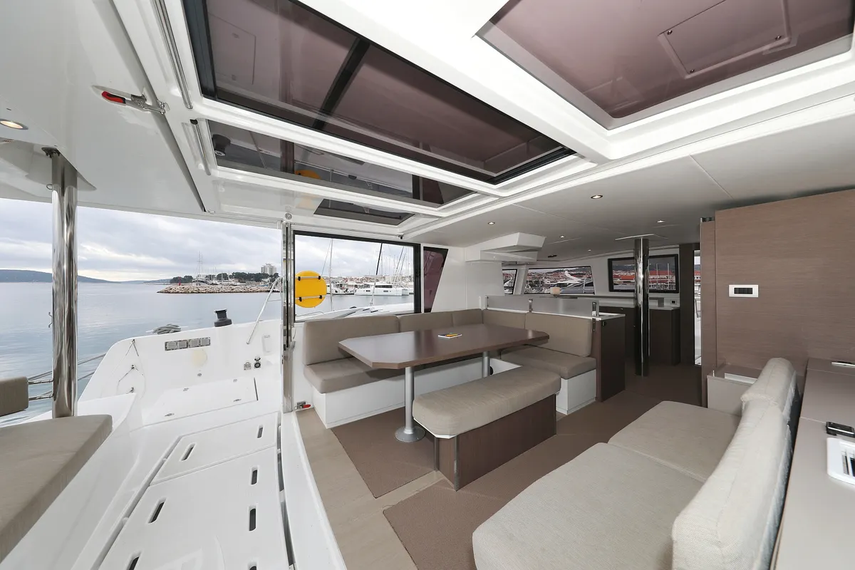Salon of Triton, a Bali 4.6 catamaran at Trogir, Croatia
