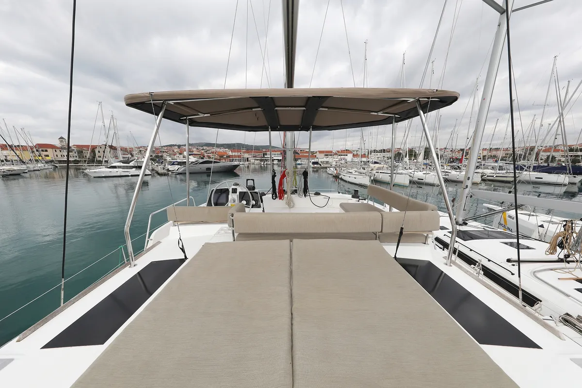 Deck of Triton, a Bali 4.6 catamaran at Trogir, Croatia