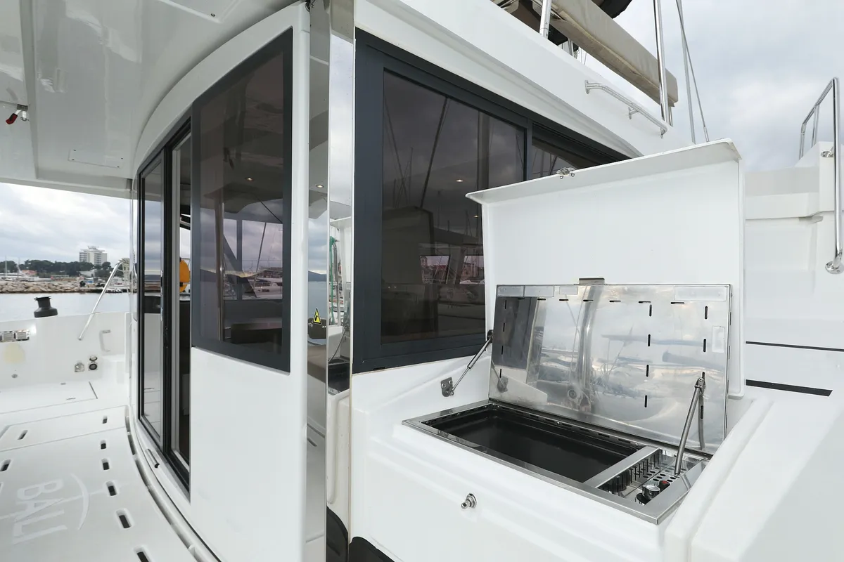 Deck of Triton, a Bali 4.6 catamaran at Trogir, Croatia
