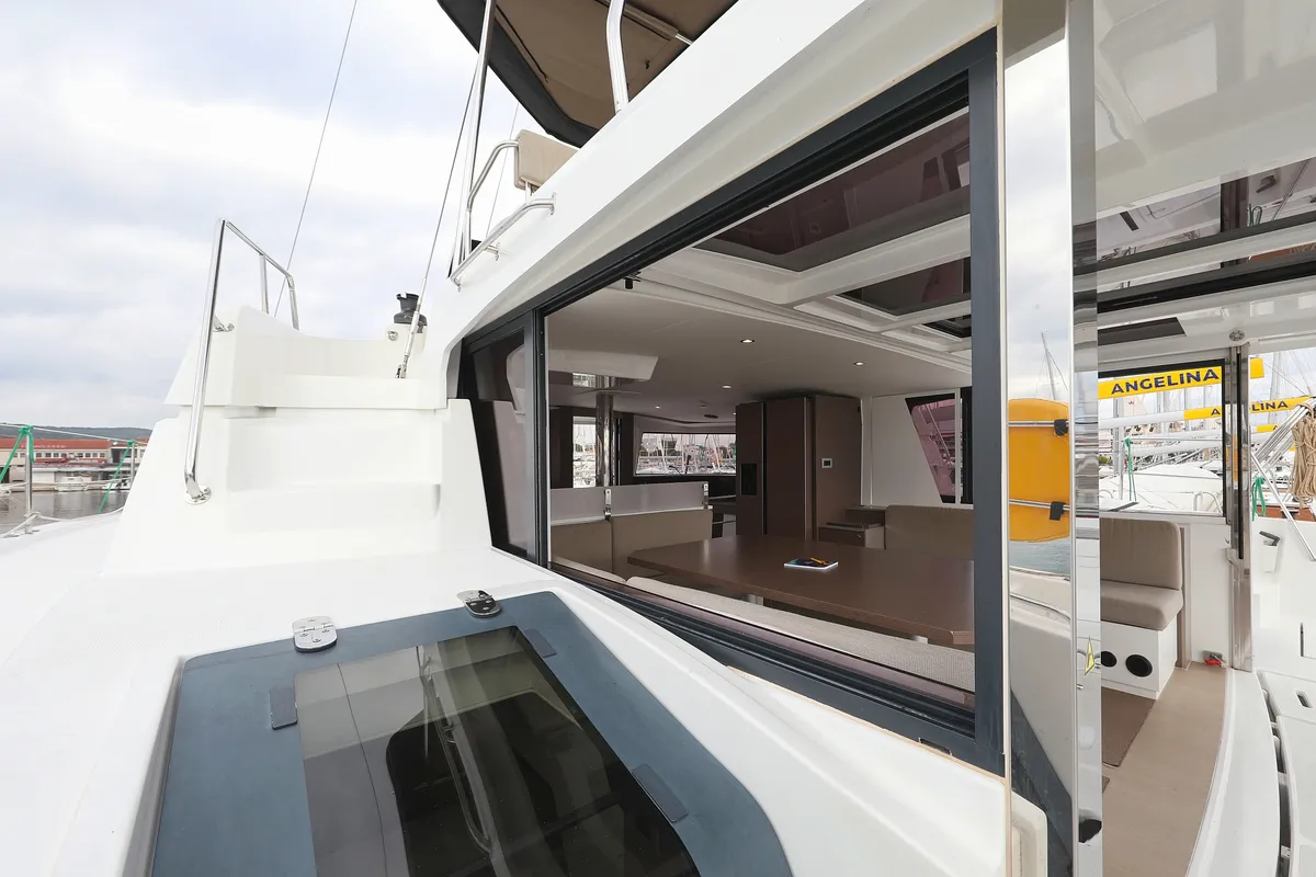 Deck of Triton, a Bali 4.6 catamaran at Trogir, Croatia