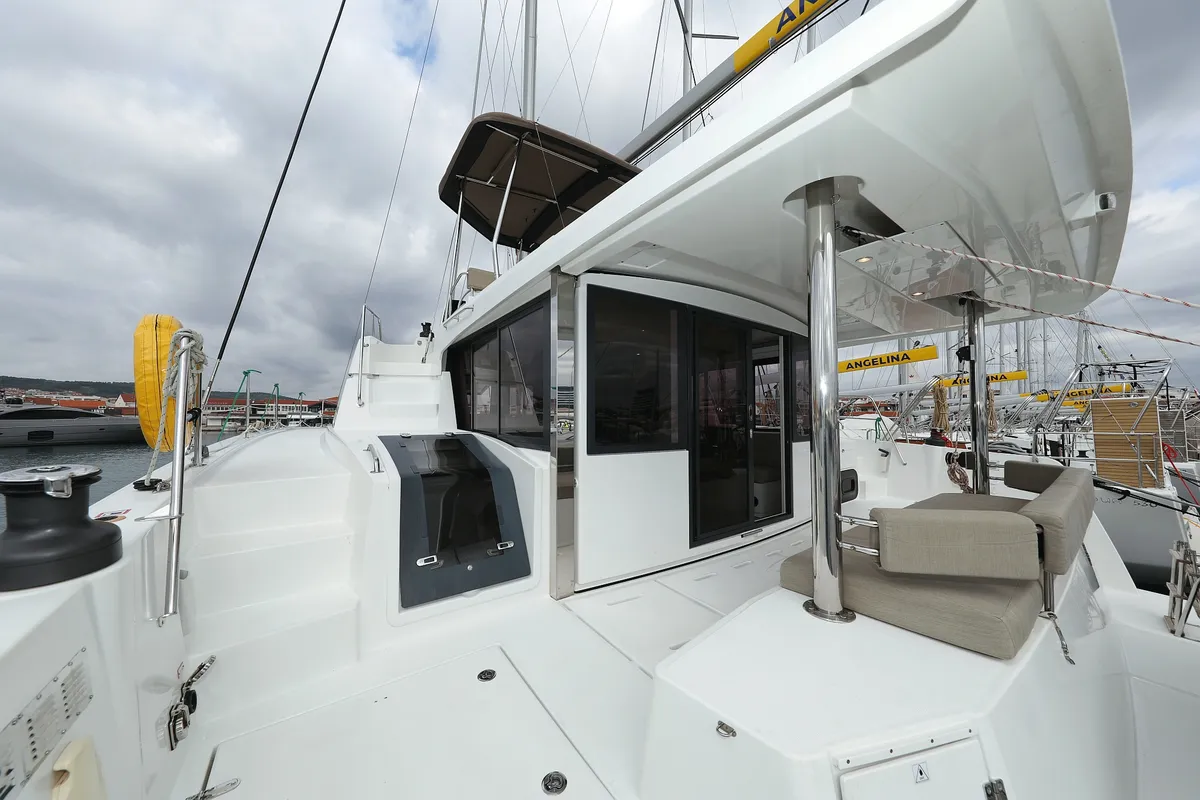 Deck of Triton, a Bali 4.6 catamaran at Trogir, Croatia