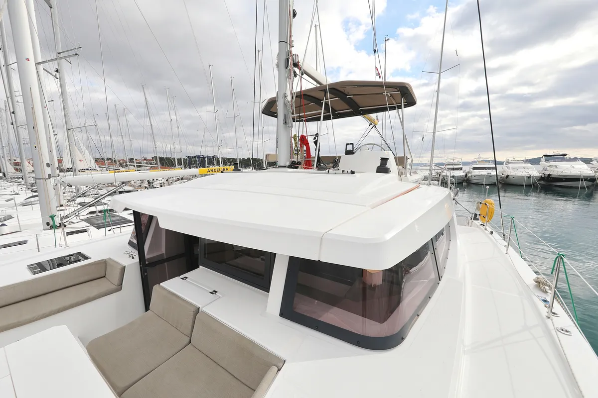 Deck of Triton, a Bali 4.6 catamaran at Trogir, Croatia