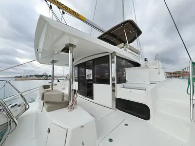 Deck of Triton, a Bali 4.6 catamaran at Trogir, Croatia