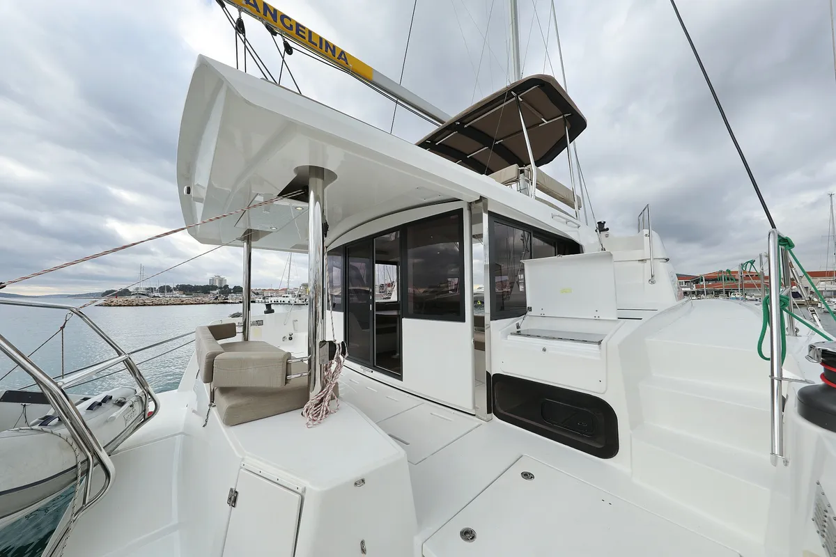 Deck of Triton, a Bali 4.6 catamaran at Trogir, Croatia