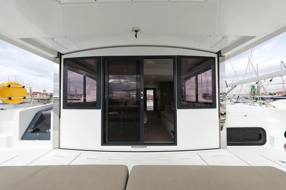 Deck of Triton, a Bali 4.6 catamaran at Trogir, Croatia