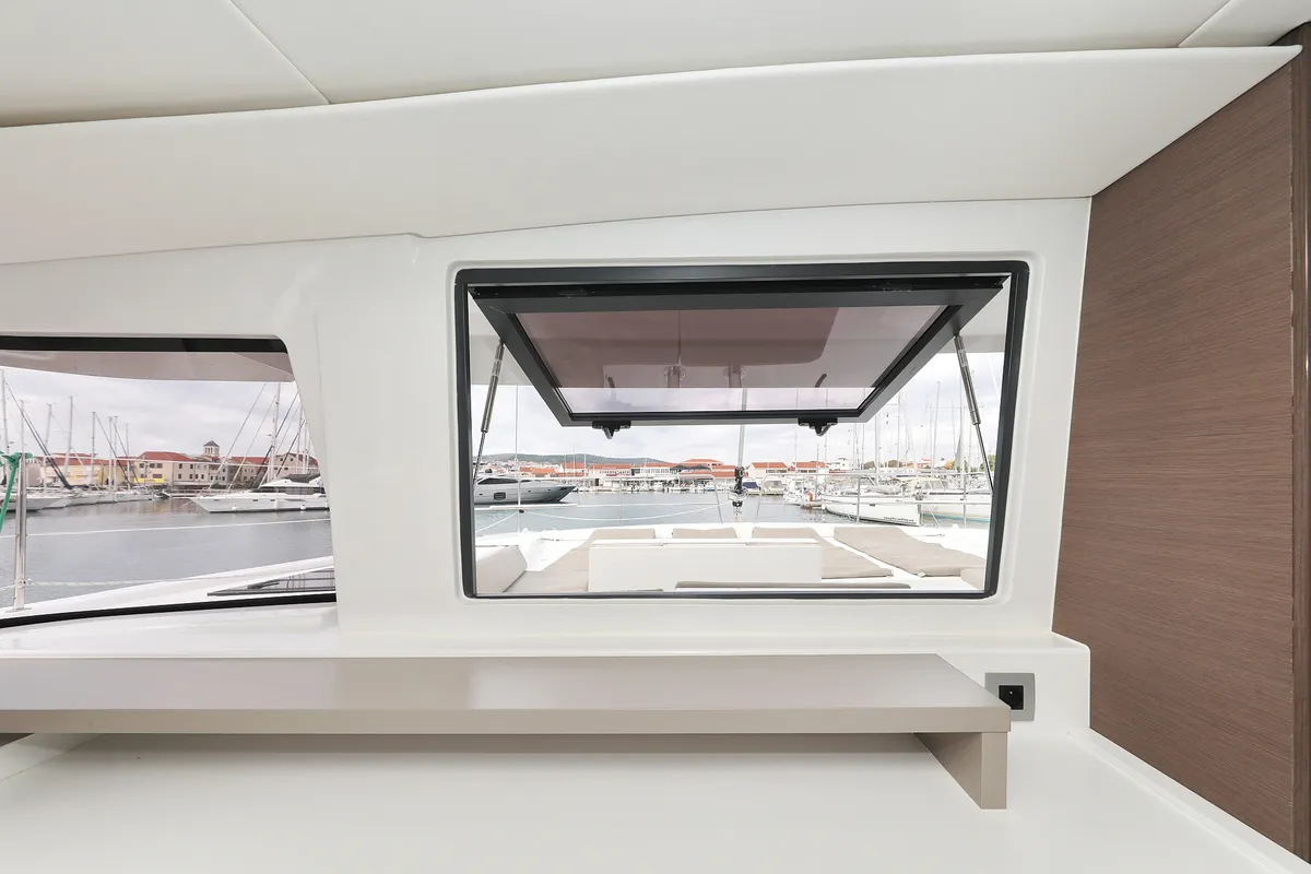 Salon of Triton, a Bali 4.6 catamaran at Trogir, Croatia