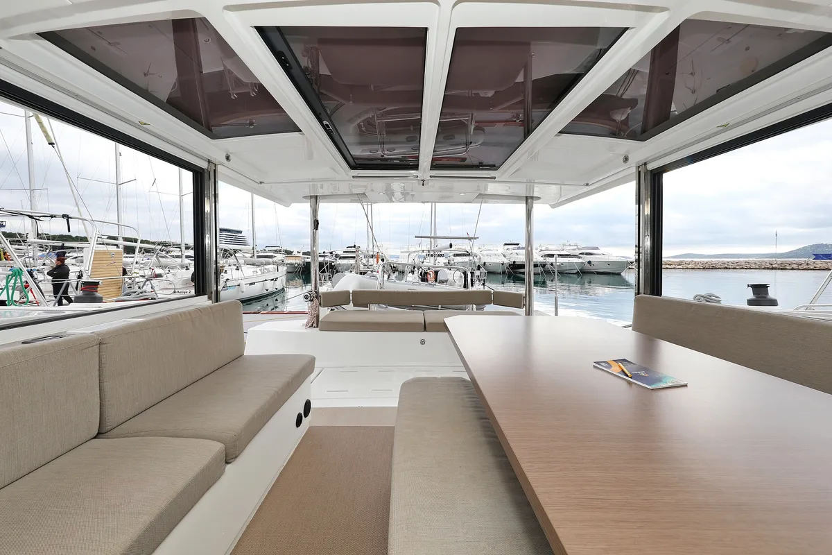 Salon of Triton, a Bali 4.6 catamaran at Trogir, Croatia