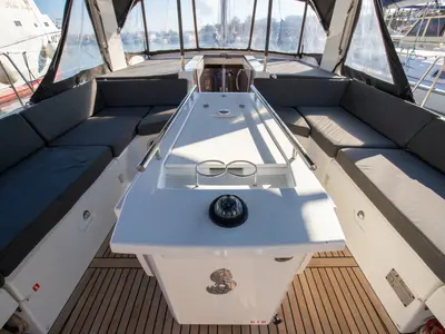 Deck of Olimpia, a Beneteau Oceanis 51.1 sailboat at Capo d'Orlando, Italy