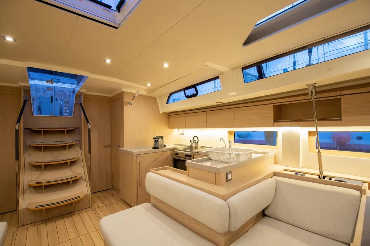 Salon of Olimpia, a Beneteau Oceanis 51.1 sailboat at Capo d'Orlando, Italy