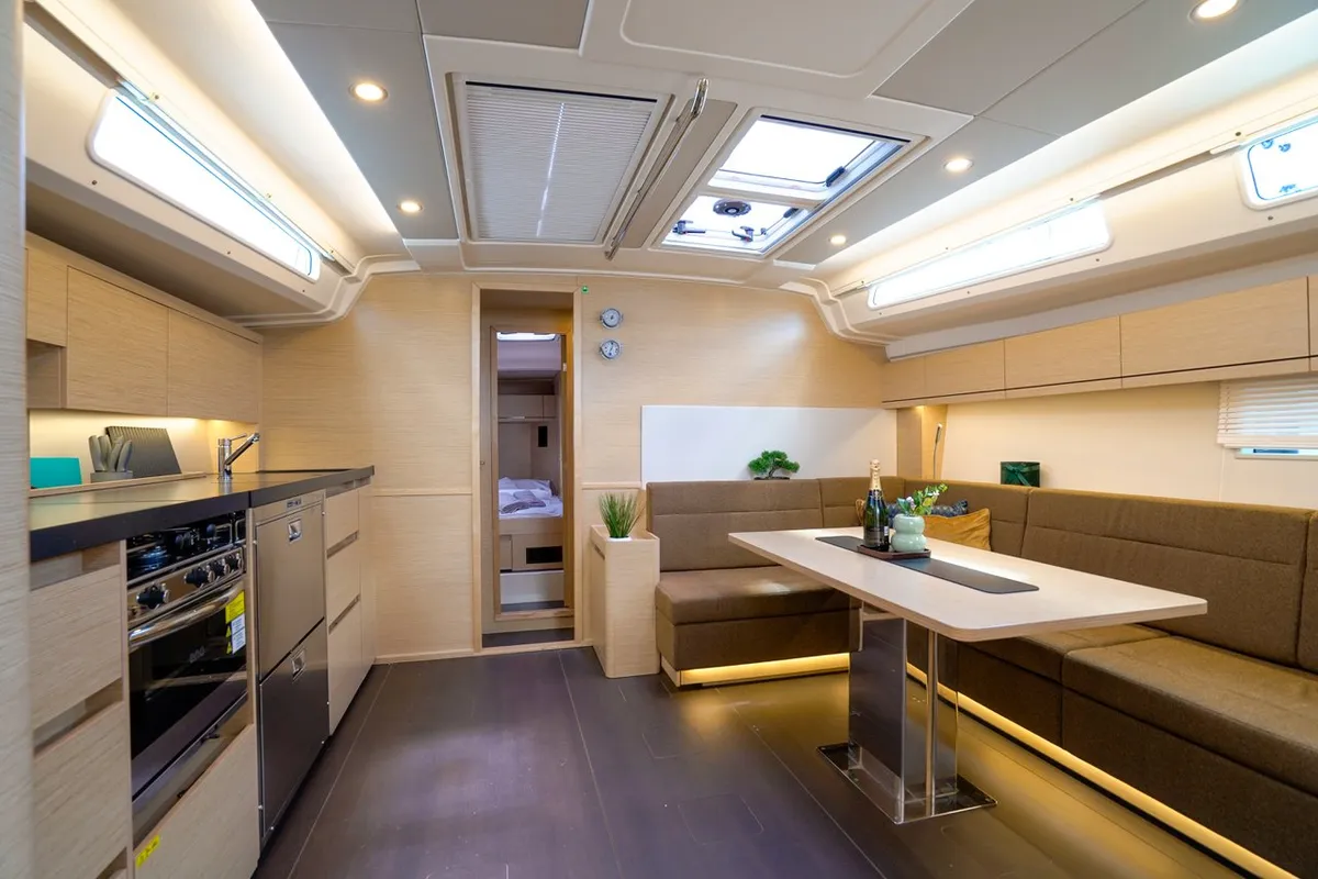 Galley of Evelyn, a Hanse 508 sailboat at Seget Donji, Croatia