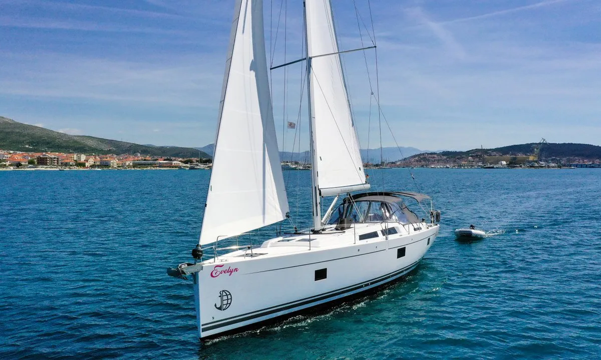 Exterior view of Evelyn, a Hanse 508 sailboat at Seget Donji, Croatia
